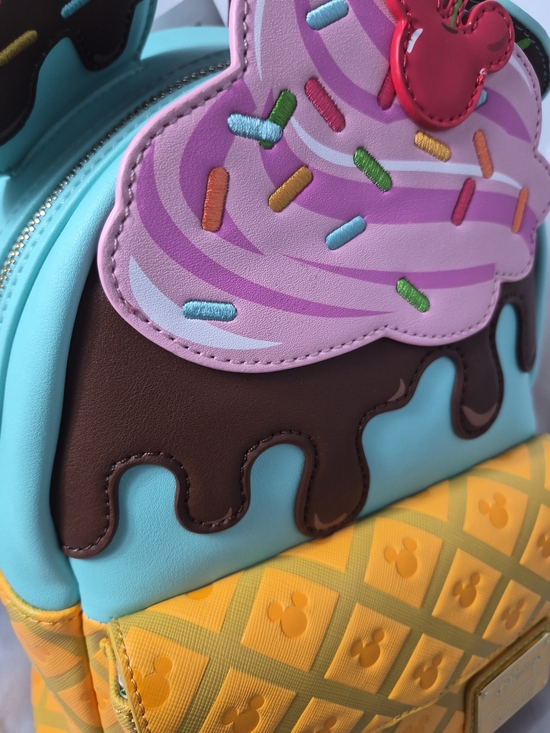 Loungefly Kids Ice Cream Sundae Mini Backpack Waffle Cone Pink, Aqua & Yellow main image 6